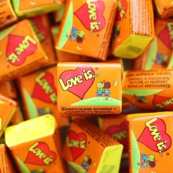 LOVE IS... ORANGE Pineapple & Orange Flavor 100 Bubble Gums Box