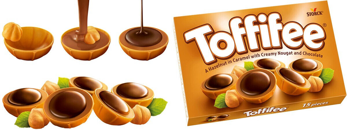 2 TOFFIFEE Creamy Caramel Nougat & Chocolate Candies European Sweets 125g