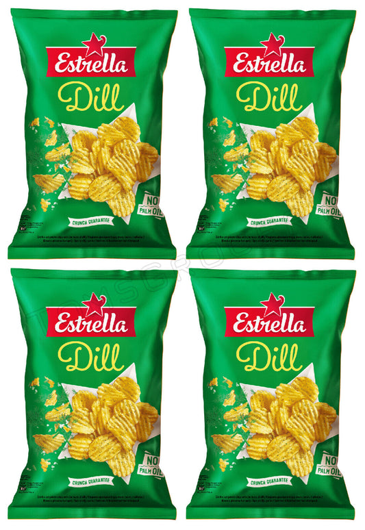 4 ESTRELLA GARDEN DILL Flavor Potato Chips Snacks European Crisps 180g 6.3oz