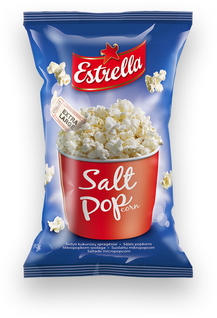 4 x ESTRELLA POP CORN SALTED Flavor Snacks Microwave Ready Bags 90g 3.18oz