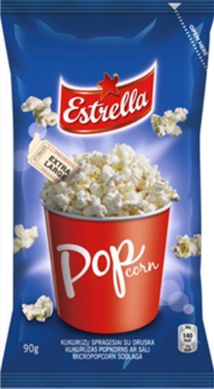 4 x ESTRELLA POP CORN SALTED Flavor Snacks Microwave Ready Bags 90g 3.18oz