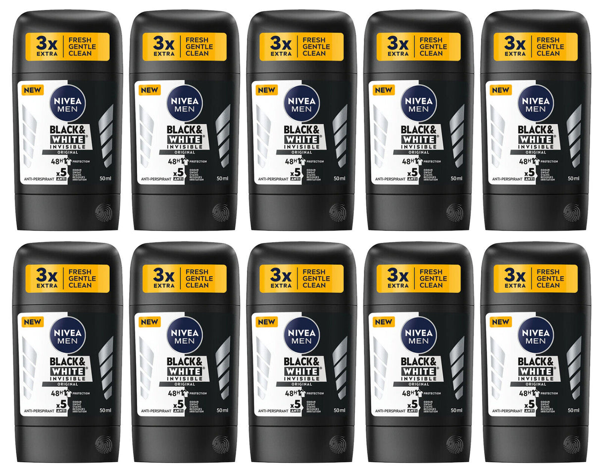 10 NIVEA MEN Invisible Antiperspirant 48h Anti-Marks Protection Deodorant Stick