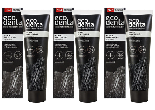 3  ECODENTA Super Natural Organic Black Whitening Charcoal & Teavigo Toothpaste