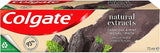 3 COLGATE NATURAL EXTRACTS CHARCOAL & MINT Daily Whitening Toothpaste Tubes 75ml