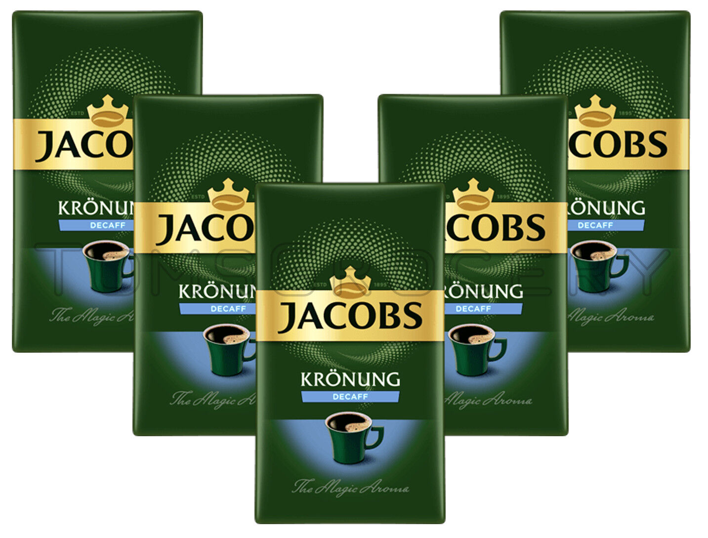 5 x JACOBS Kronung DECAF Ground Coffee Caffeine Free 250g 8.8oz