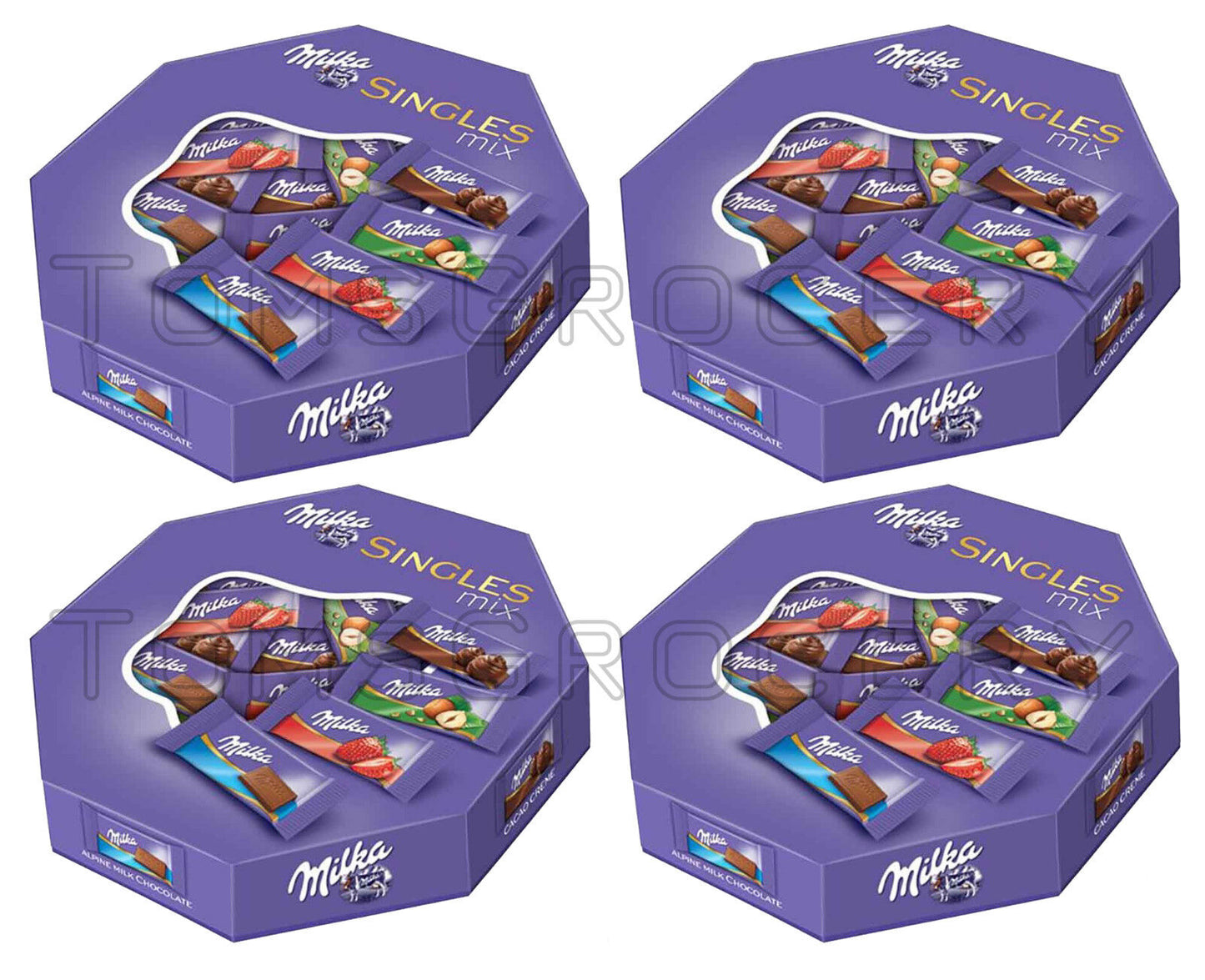 4 x Milka Singles Assorted Mix Mini Chocolate Bars 138g 4.9oz