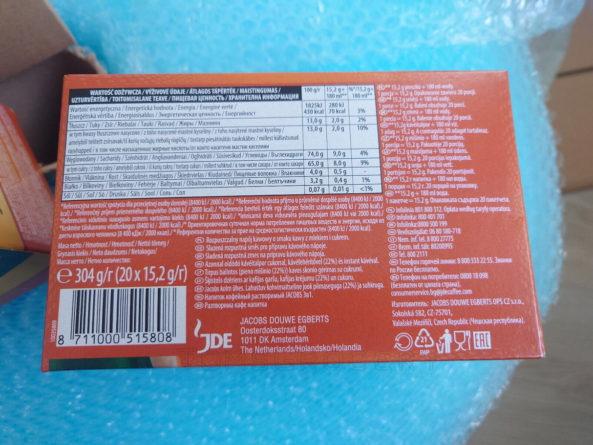 JACOBS ORIGINAL 3IN1 Instant Coffee 20 Sticks Box 252g 8.88oz