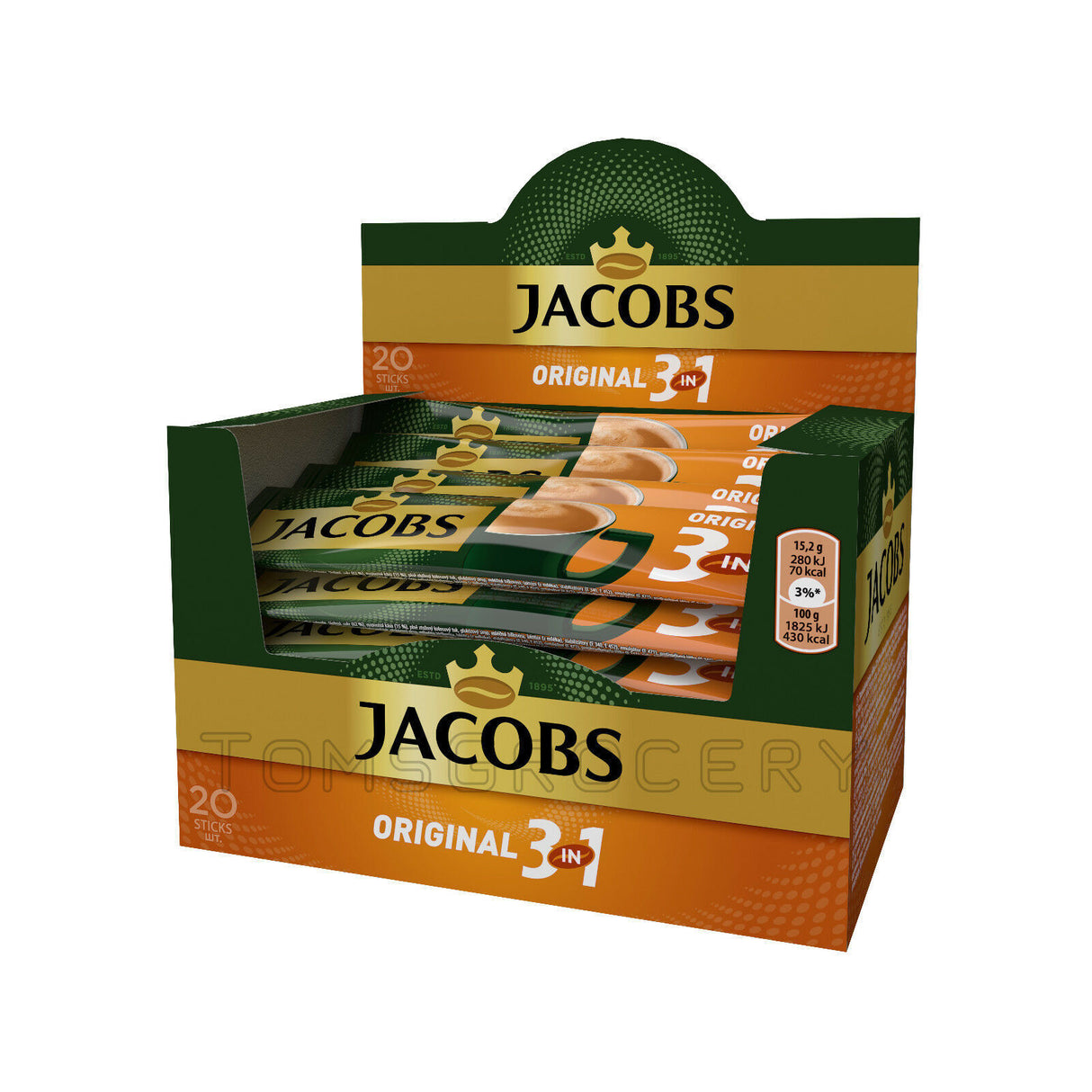 JACOBS ORIGINAL 3IN1 Instant Coffee 20 Sticks Box 252g 8.88oz