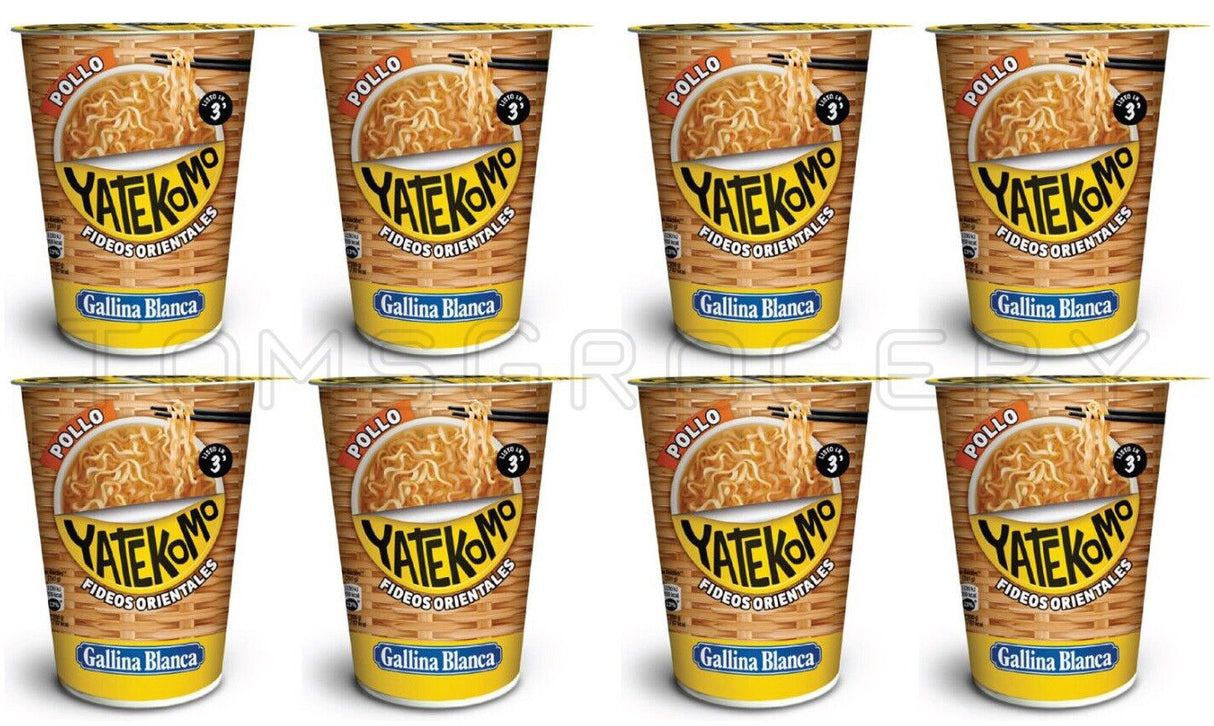 8 GALLINA BLANCA YATEKOMO Chicken Flavor Instant Noodle Ramen Buckets 60g 2.1oz