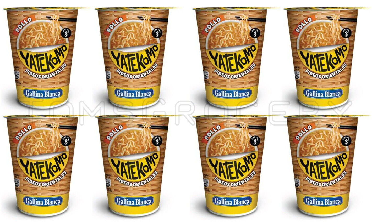 8 GALLINA BLANCA YATEKOMO Chicken Flavor Instant Noodle Ramen Buckets 60g 2.1oz
