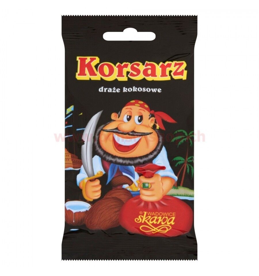 6 x KORSARZ PIRATE Retro Chocolate Covered Dragee With Coconut Cream 70g 2.6oz