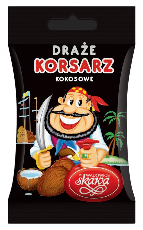 6 x KORSARZ PIRATE Retro Chocolate Covered Dragee With Coconut Cream 70g 2.6oz