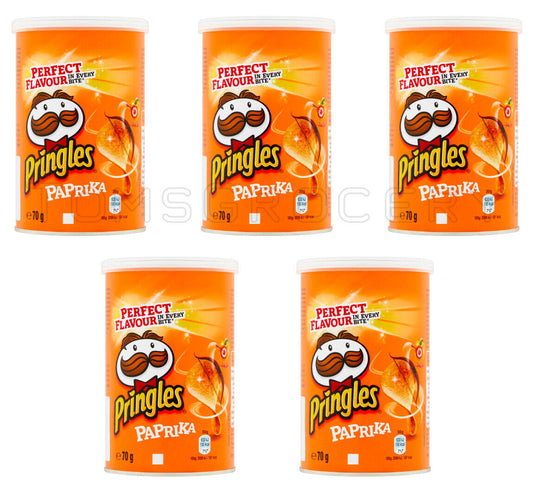 6 PRINGLES PAPRIKA Flavor Potato Chips Tubes European Snacks 70g 2.5oz