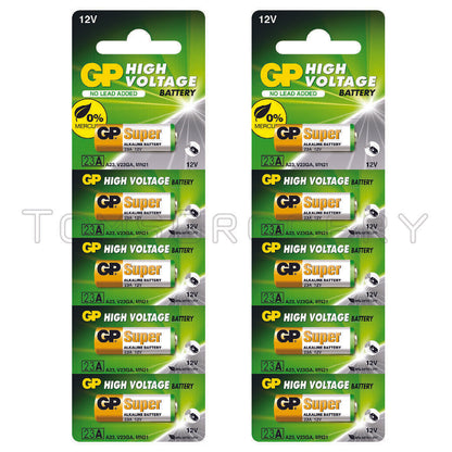 10 GP SUPER HIGH VOLTAGE 23A V23GA MN21 A23 12V Alkaline Batteries Car Security