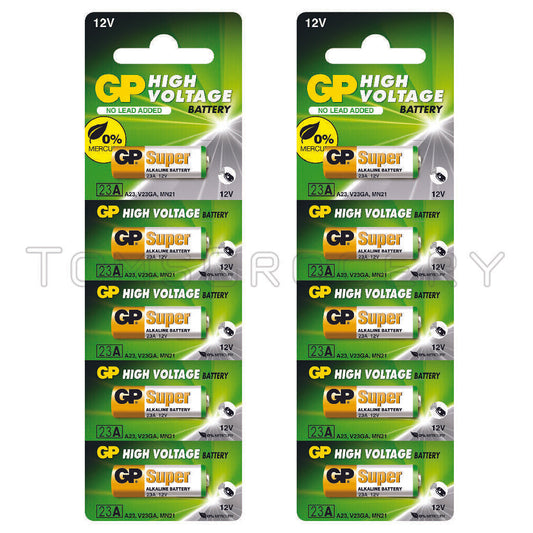 10 GP SUPER HIGH VOLTAGE 23A V23GA MN21 A23 12V Alkaline Batteries Car Security