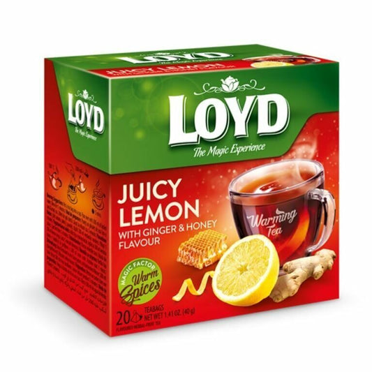 LOYD Juicy Lemon with Ginger & Honey Herbal Tea 20 Pyramid Bags Box