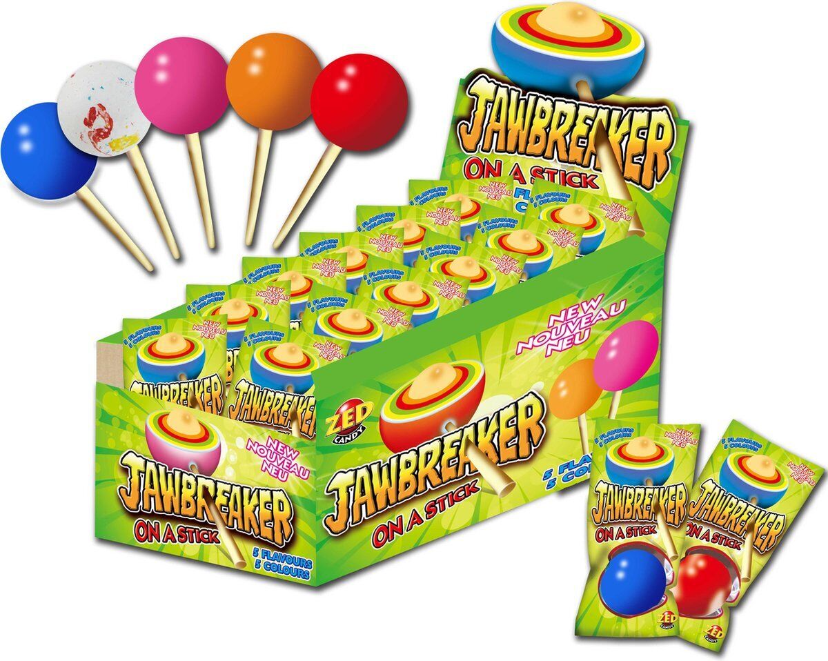 JAWBREAKER On a Stick 15 Large Lollipops with Tattoo Candy Sweets Treats