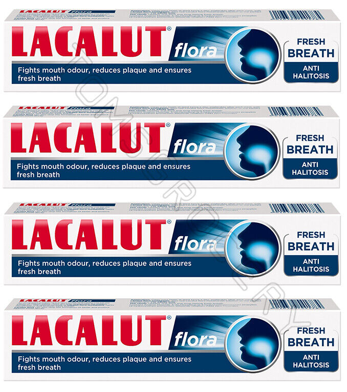 4 LACALUT FLORA Daily Toothpaste for Fresh Breath Anti-Halitosis Plaque 75ml