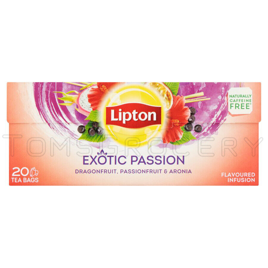 LIPTON Exotic Passion Dragonfruit Passionfruit & Aronia Flavor Tea 20 Teabags