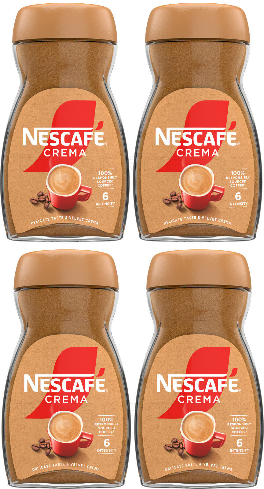 4 NESCAFE CREMA Instant Coffee Jars Delicate Taste & Velvet Crema 100g 3.5oz