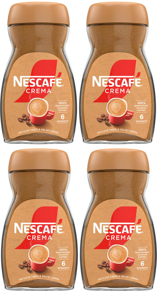 4 NESCAFE CREMA Instant Coffee Jars Delicate Taste & Velvet Crema 100g 3.5oz