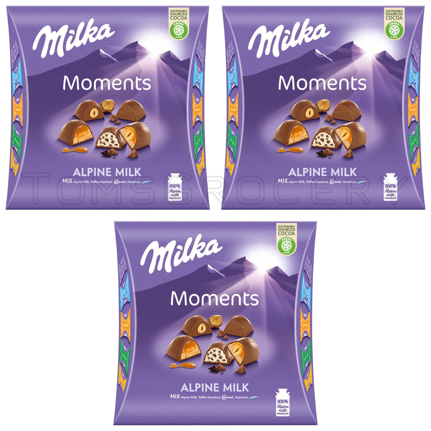 3 MILKA FAVOURITES Assorted Flavors Chocolate Sweets Boxes Oreo Toffee 95g