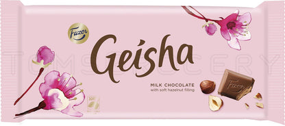 FAZER GEISHA Milk Chocolate Bar with Soft Hazelnut Filling 100g 3.5oz