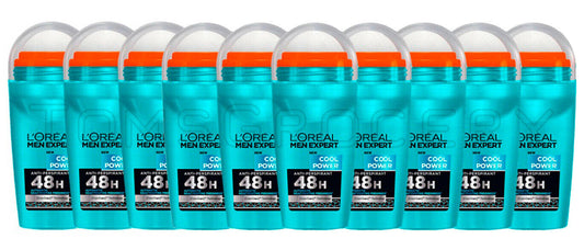 10 LOREAL MEN EXPERT COOL POWER XXL Roll On 48h Deodorants Anti-Marks 50ml