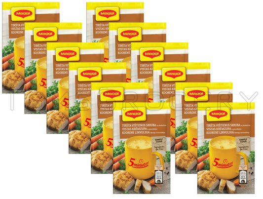 12 x MAGGI Instant Soup Packs Chicken with Croutons Flavor