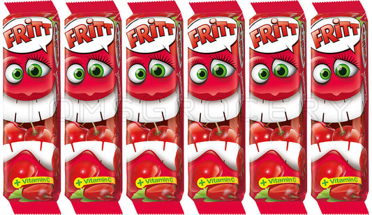 6 x FRITT Cherry Flavor German Chewy Candy Stripes with Vitamin C 70g 2.5oz