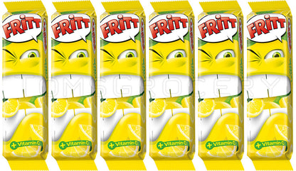 6 x FRITT Lemon Flavor German Chewy Candy Stripes with Vitamin C 70g 2.5oz