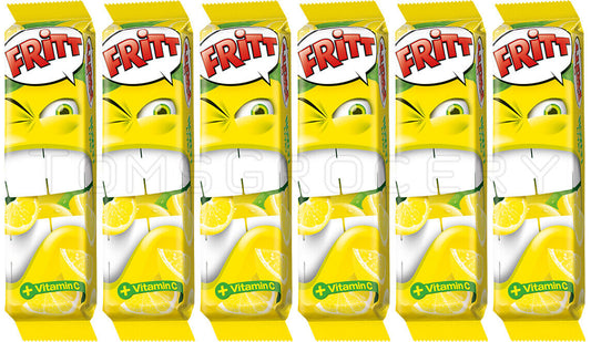 6 x FRITT Lemon Flavor German Chewy Candy Stripes with Vitamin C 70g 2.5oz