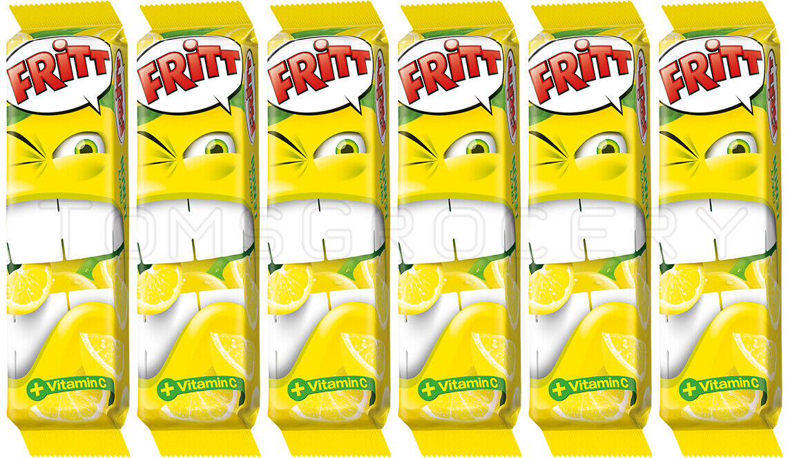 6 x FRITT Lemon Flavor German Chewy Candy Stripes with Vitamin C 70g 2.5oz