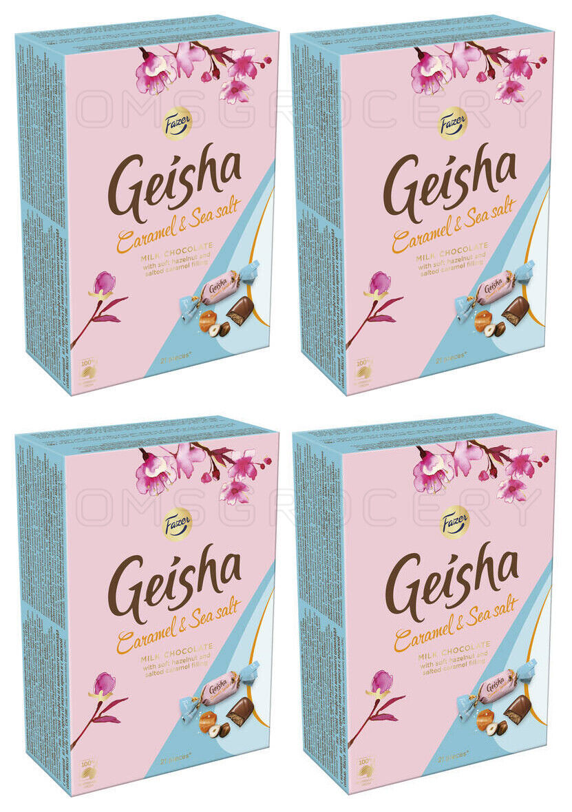 4 x FAZER GEISHA Caramel & Sea Salt Milk Chocolate Candy Sweets 150g