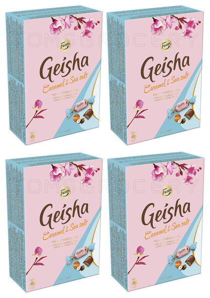 4 x FAZER GEISHA Caramel & Sea Salt Milk Chocolate Candy Sweets 150g