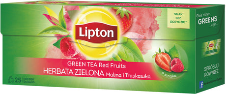 6 x Lipton Green Tea Red Fruits Strawberry & Raspberry Flavor 25 Teabags