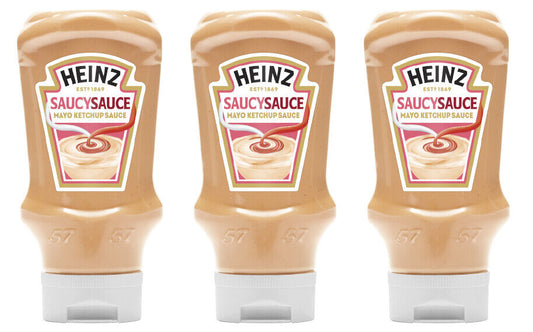 3 HEINZ SAUCY SAUCE Mayo Ketchup Sauce Squezzy Bottles 425g 15oz