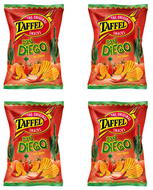 4 TAFFEL San Diego Spicy Tomato Flavor Potato Chips European Snacks 130g 4.6oz