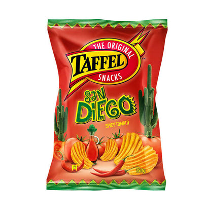 4 TAFFEL San Diego Spicy Tomato Flavor Potato Chips European Snacks 130g 4.6oz