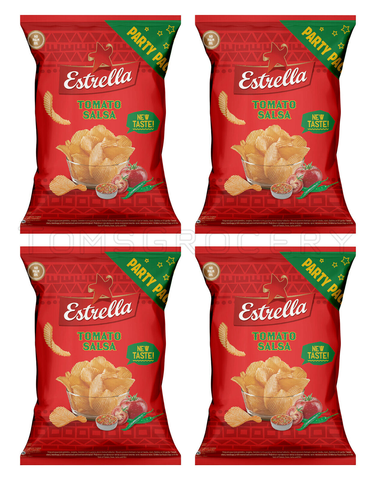 4 x ESTRELLA Tomato Salsa Spicy Tomato Flavor Potato Chips Crisps Snacks 180g