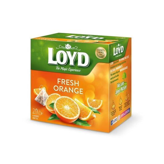 LOYD Fresh Orange Fruit Flavor Tea 20 Pyramid Teabags Box