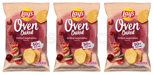 3 LAYS Oven Baked Grilled Vegetables Flavor Potato Chips Crisps Snacks 110g