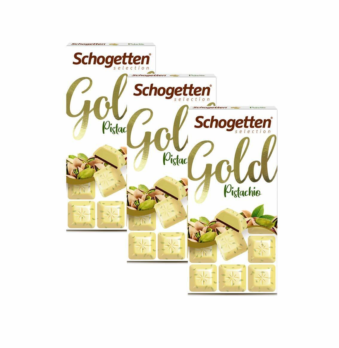 3 SCHOGETTEN GOLD White Chocolate With Pistachios German Sweets 100g 3.5oz