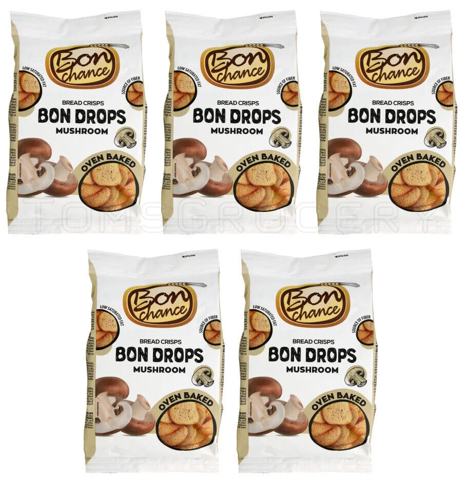 5 BON CHANCE MUSHROOM Flavor Oven Baked Bread Crisps Snacks Bites 70g 2.5oz