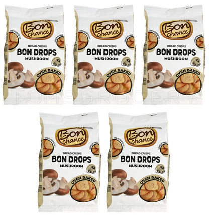 5 BON CHANCE MUSHROOM Flavor Oven Baked Bread Crisps Snacks Bites 70g 2.5oz