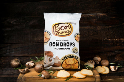 5 BON CHANCE MUSHROOM Flavor Oven Baked Bread Crisps Snacks Bites 70g 2.5oz