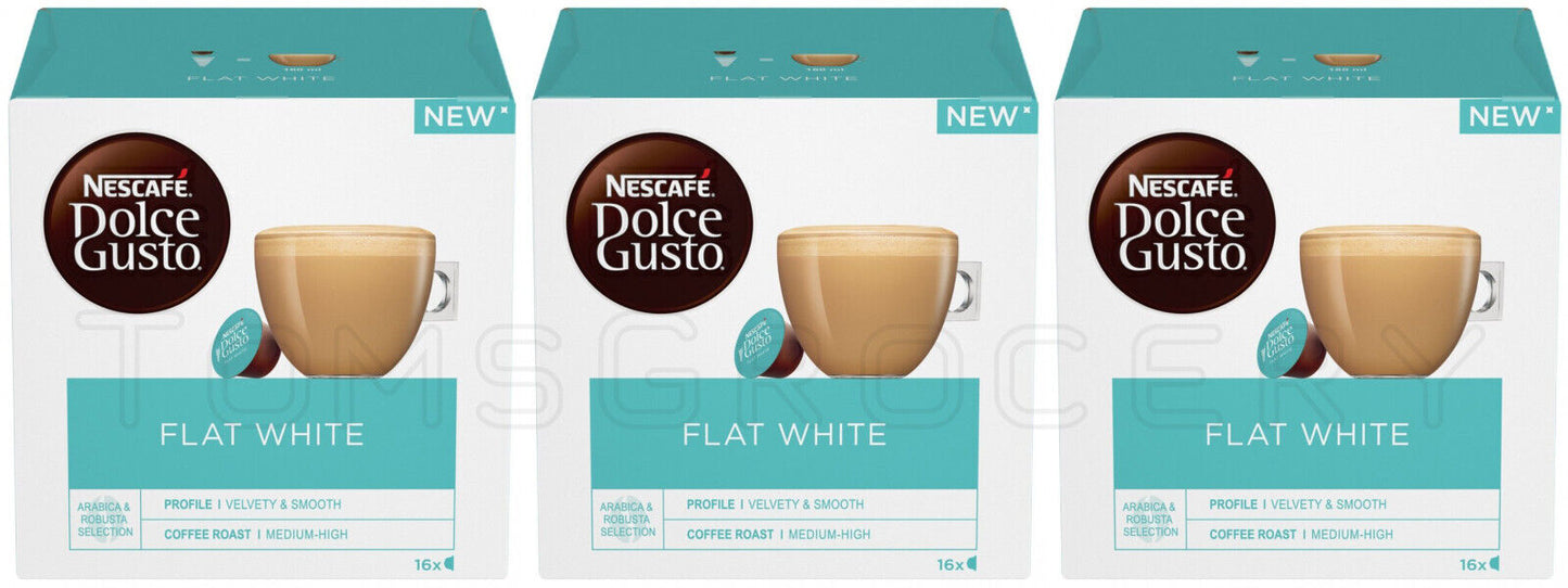 3 NESCAFE FLAT WHITE Dolce Gusto Instant Coffee Capsules Boxes