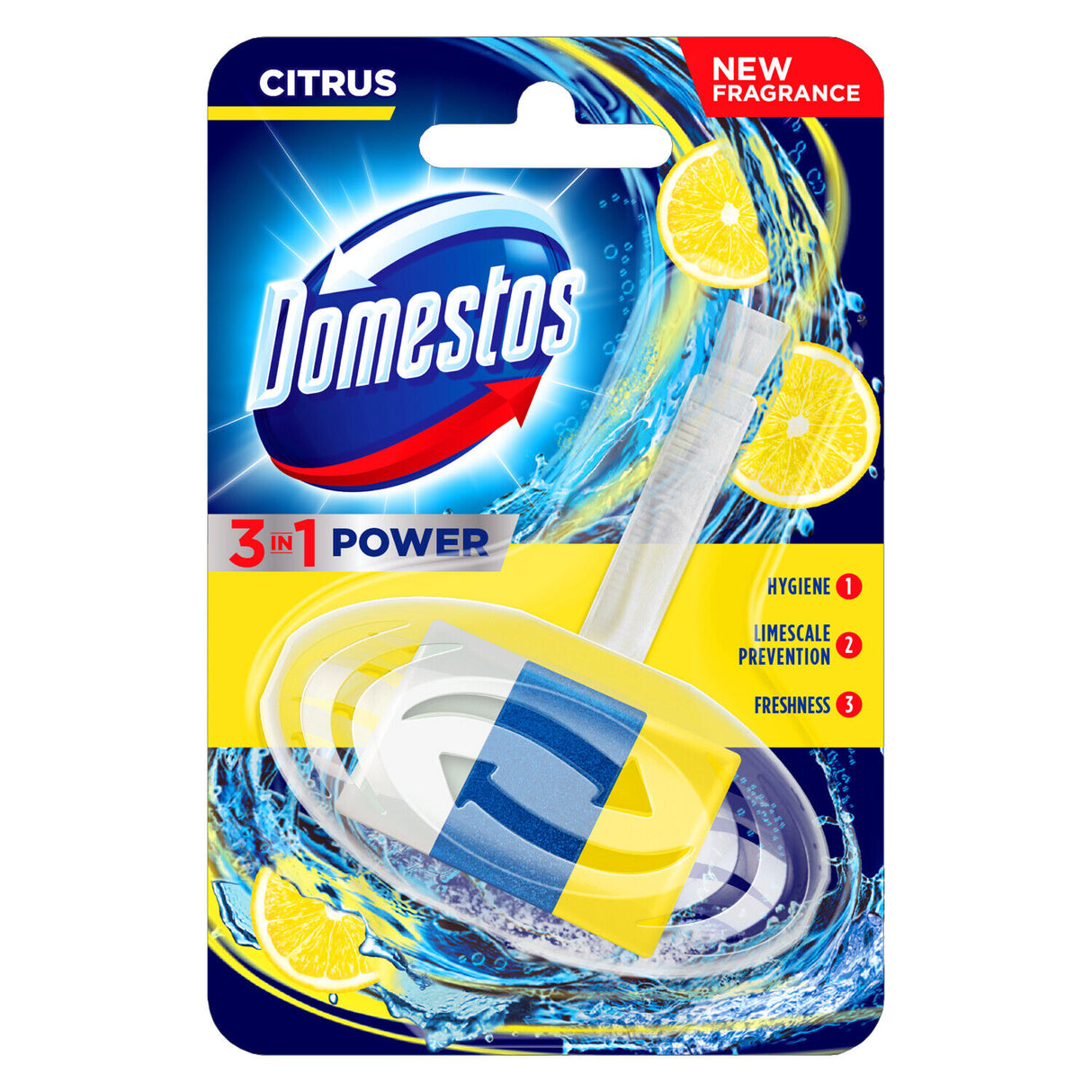 DOMESTOS CITRUS WC 3in1 Power Toilet Hanger Cleaner Hygiene Freshness Aroma