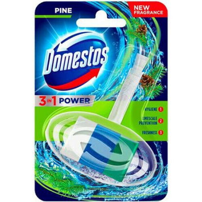DOMESTOS PINE WC 3in1 Power Toilet Hanger Cleaner Hygiene Freshness Aroma