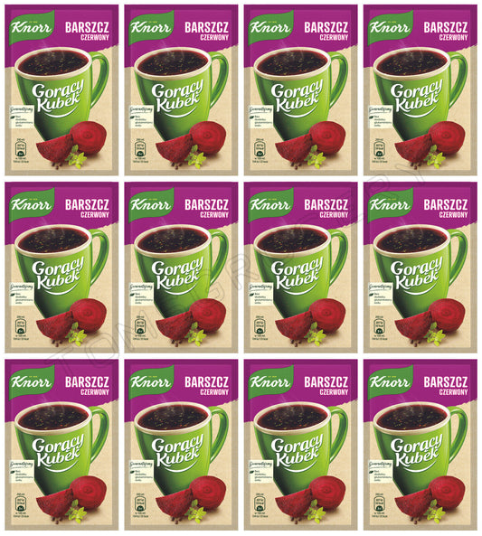 12 KNORR Beetroot Flavor Instant Soup Quick Preparation Sachets Borsch